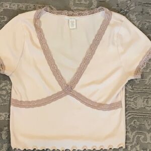 Elegant Cream Top with Lace Trim